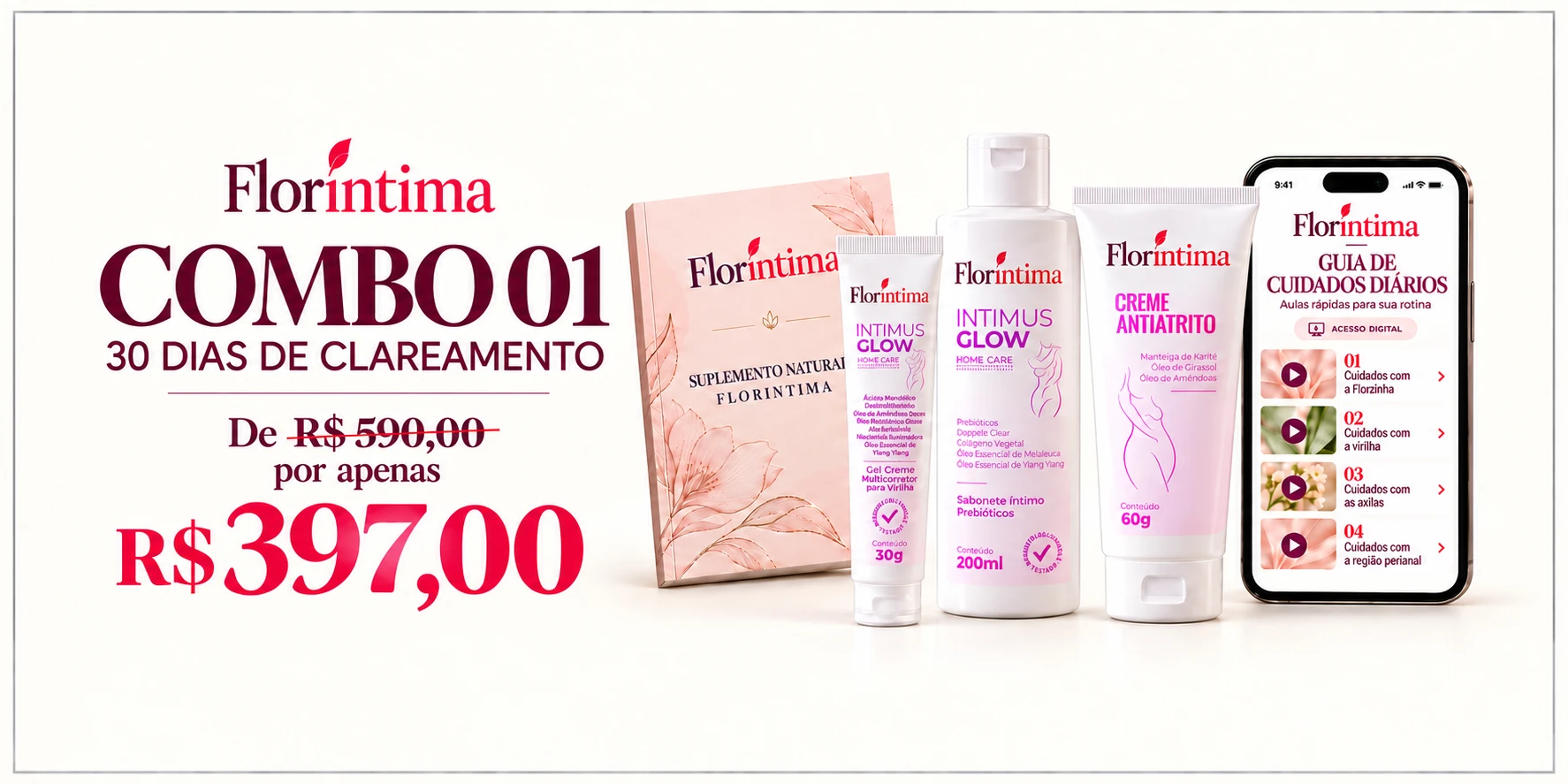 Combo 01 — 30 dias de clareamento, de R$590,00 por R$397,00