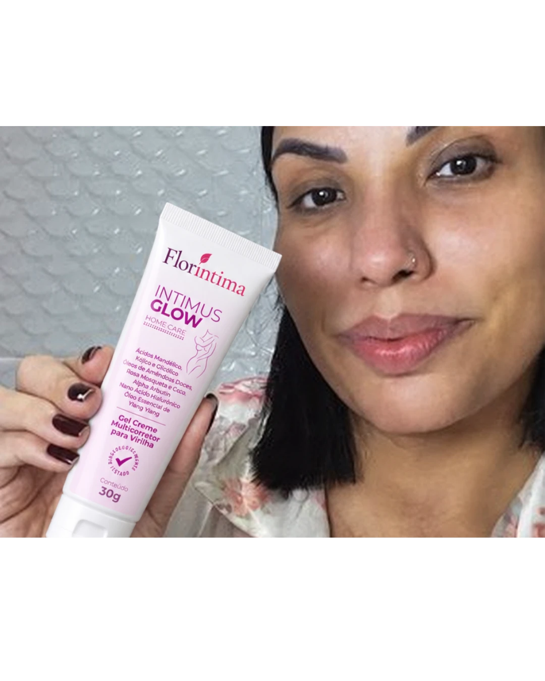 Depoimento em foto de Andressa, cliente Floríntima